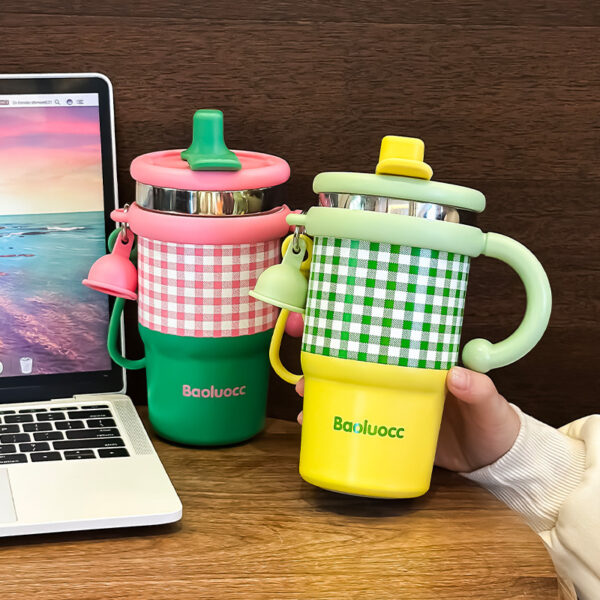 Wholesale Large Capacity Portable Handle Stainless Steel Thermos Cup Girls' Office Double Drinking Coffee Cup Outdoor Ice Bullet Car Cup