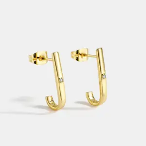 Wholesale Copper Solid Color Rack Plated 18K Gold Plated Casual Shiny Ear Studs