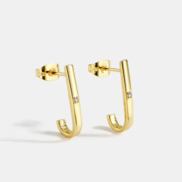 Wholesale Copper Solid Color Rack Plated 18K Gold Plated Casual Shiny Ear Studs