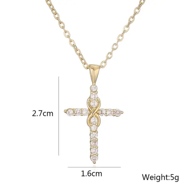 Wholesale Jewelry Retro Simple Style Commute Cross Copper Cable Chain Pendant Necklace