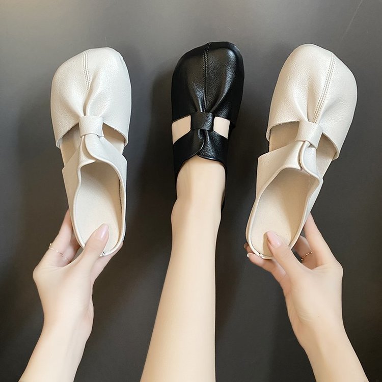 Wholesale Foreign trade plus size 2024 cross-border slippers women wear soft bottom baotou half slippers Europe and the United States hollow pleated s