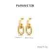 Wholesale Fashionable Geometric Pattern Stainless Steel 18K Gold Plated Hollow Chain Earrings For Women Versatile Daily Wear Jewelry