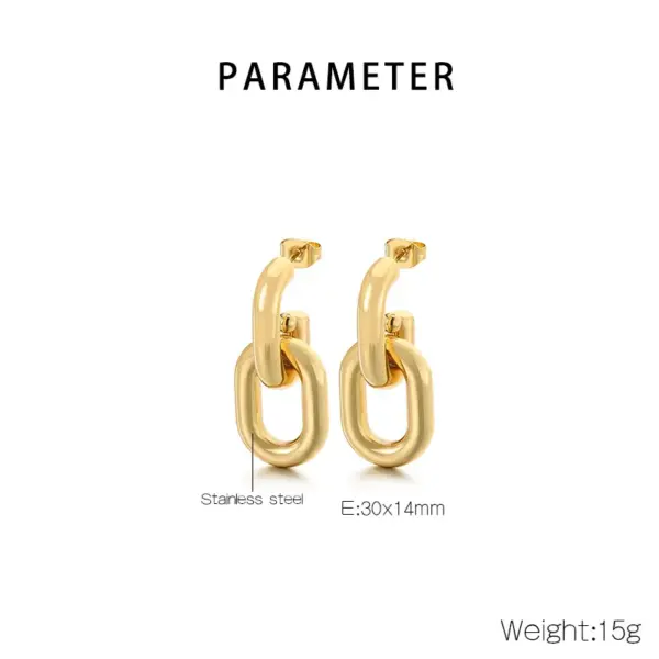 Wholesale Fashionable Geometric Pattern Stainless Steel 18K Gold Plated Hollow Chain Earrings For Women Versatile Daily Wear Jewelry