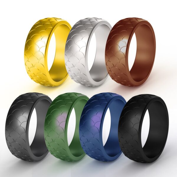 oly-5cc1cc793b7fecba1cb341a01c3347f1 Wholesale Popular Fish Scale Pattern Silicone Ring Men's Outdoor Sports Silicone Ring Fishing Ring Ring