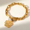 Wholesale Fashionable Butterfly Flower Pendant Bracelet 18K Gold Plated Stainless Steel Elegant Sexy Simple Style Lobster Clasp For Women