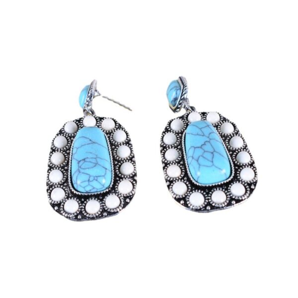 Wholesale Qifu vintage silver turquoise earrings Bohemia western ethnic long earrings women's jewelry
