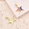 Wholesale 1 Pc/Package 16x10mm 22x20mm 25x11.5mm 3mm 5x3mm Copper Zircon 18K Gold Plated Pentagram Balloon American Flag Polished Pendant