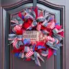 Wholesale American Independence Day Patriotic Wreath Door Hanging Wreath Front Door Decoration Flag Wreath Holiday Bunting