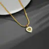 Wholesale Titanium Steel 18K Gold Plated Elegant Hollow Out Tree Heart Shape Acrylic Pendant Necklace