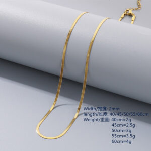 Gold 2mm / Necklace 40cm 5cm tail chain