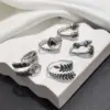 Wholesale Plasma Plated Steel Color 304 Stainless Steel Dot Leaf Open Ring For Women Eye Crown Waterproof Non-Fading Unisex