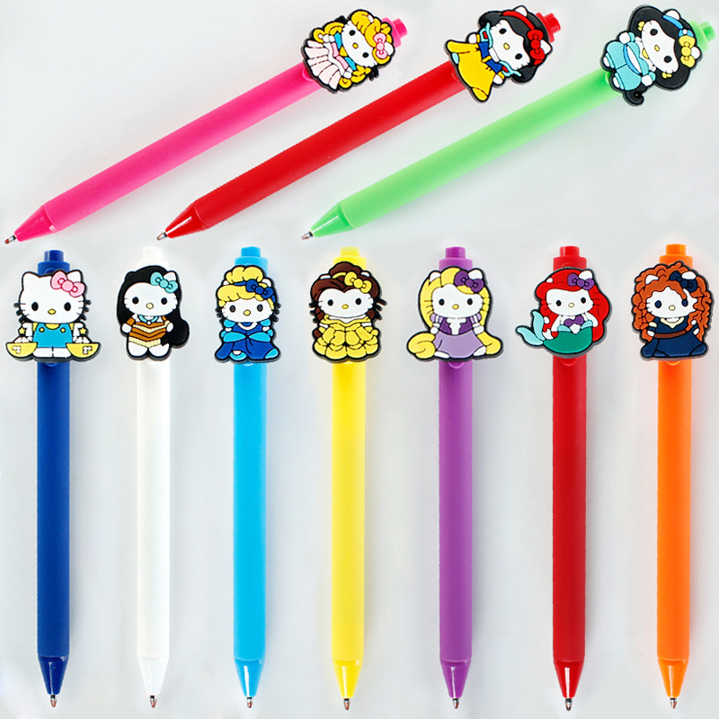Wholesale Cute Girl Heart Office Supplies Student Stationery Signature Pen Cartoon Frosted Rod Black Refill Gel Pen
