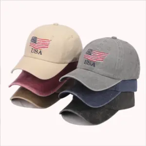 Wholesale American Flag Baseball Cap Unisex Outdoor Casual Cap Couple Hat Letter Design Summer Autumn Denim Material