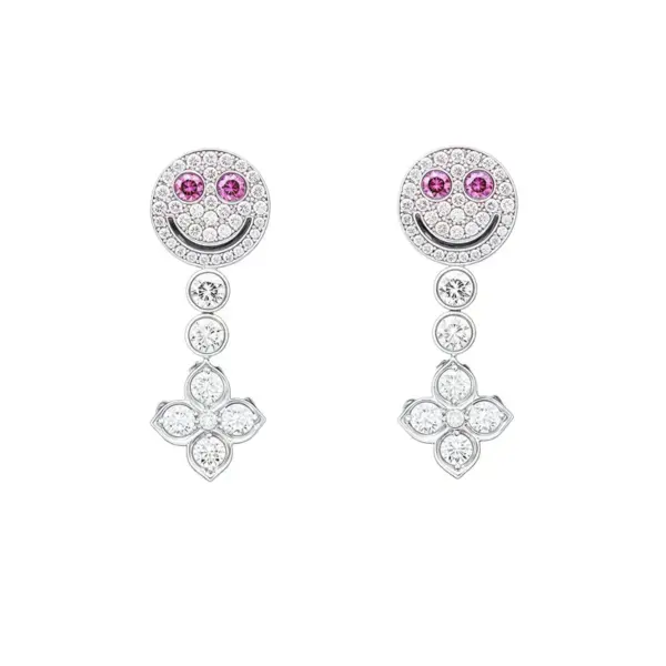 Wholesale Unisex Copper Smiley Face Stud Earrings In Pink, Perfect For Everyday Wear