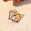oly-5d236ef241725841c6136390ebb8c9f2 Wholesale PVD Coated Real Gold Plated 18K Gold Argyle 304 Stainless Steel Casual Retro Waterproof Non Tarnish Open Rings