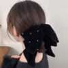 oly-5d242b601ea16cfc4764fae179f80e24 Wholesale French High-grade Velvet Bow Grab Clip Style Head Refined Hairpin Shiny Rhinestone Elegant Headwear