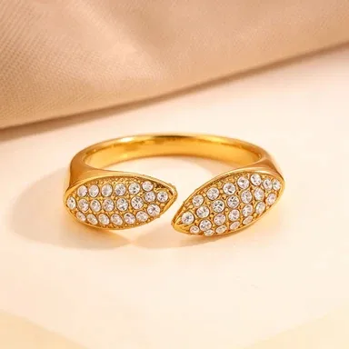 Wholesale Geometric Rings For Adults Featuring Waterproof Non Tarnish 304 Stainless Steel With 18K Real Gold PVD Coating And Zircon Inlay