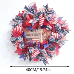 Red and Blue Letter Sign Independence Day Wreath