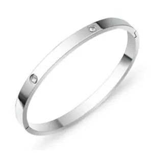 30B-C-2 Steel Color Single Stud and Single Diamond Bracelet