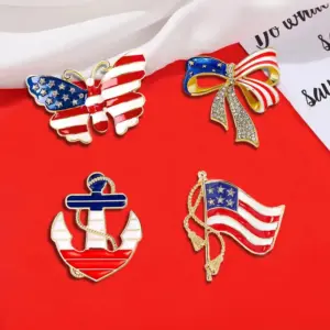 Wholesale American Flag Pin In Alloy With Enamel Craft, Perfect Flag Brooches For Independence Day