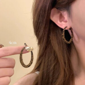 A2646 leopard print 4cm-hong kong style leopard print velvet earrings