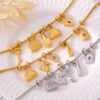 oly-5d45758d2e8af3910b2fccd19c554d2d Wholesale multi-element tag diamond pendant bracelet adjustable trend retro titanium steel plated 18K gold bracelet