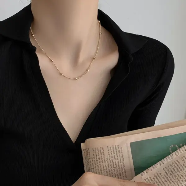 oly-5d4a0c2578cb54cf193d04aaec4bcb73 Wholesale 304 Stainless Steel 18K Gold Plated Simple Style Plating Geometric Necklace