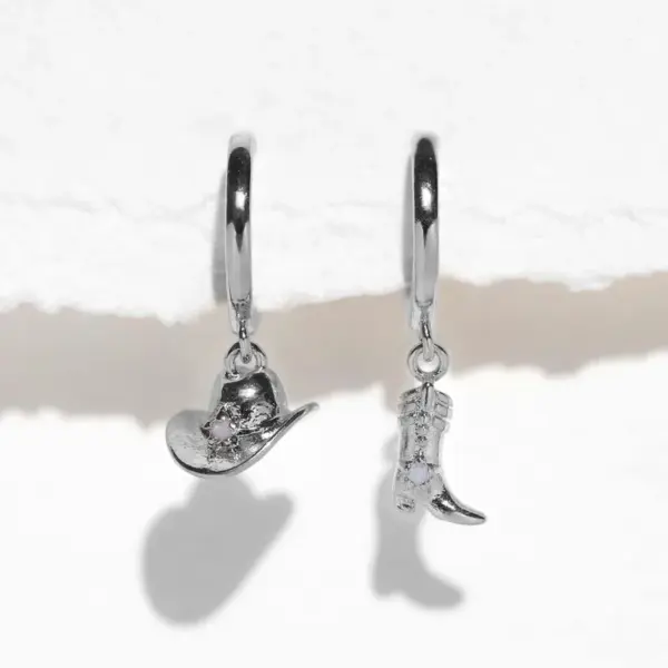 Wholesale 1 Pair IG Style Hip-Hop Simple Style Hat Boots Asymmetrical Inlay Copper Zircon 18K Gold Plated Drop Earrings