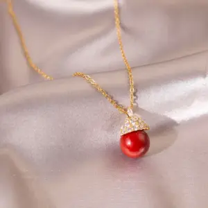 Necklace - Gold - Angora Red (Real Gold Plating)