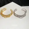Wholesale Round Copper Bangle With Real Gold Plating And Rhinestone Inlay In Elegant Gold
