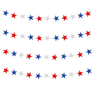 Wholesale 71st National Day Celebration Decoration American Party Supplies Red Blue White Star Bunting Hanging Decoration Customizable Holiday Decorations