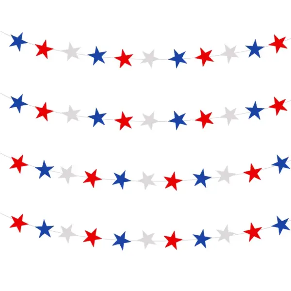 Wholesale 71st National Day Celebration Decoration American Party Supplies Red Blue White Star Bunting Hanging Decoration Customizable Holiday Decorations