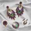 oly-5d677b771eabe7759237e7a49f24ad60 Wholesale Ethnic Style Carnival Festival Earrings Autumn and Winter High-end Fashion Handmade Rice Beads Feather Exaggerated Earrings for Women