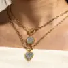 Wholesale Round Rock Style Jewelry Set For Independence Day, 304 Stainless Steel With 18K Gold Plated 0.03µm, Box Chain