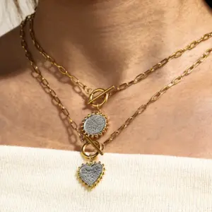 Wholesale Round Rock Style Jewelry Set For Independence Day, 304 Stainless Steel With 18K Gold Plated 0.03µm, Box Chain