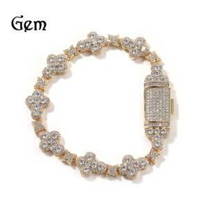 Wholesale Copper-set zircon cross flower bracelet with micro-painted zircon, elegant and sparkling jewelry.