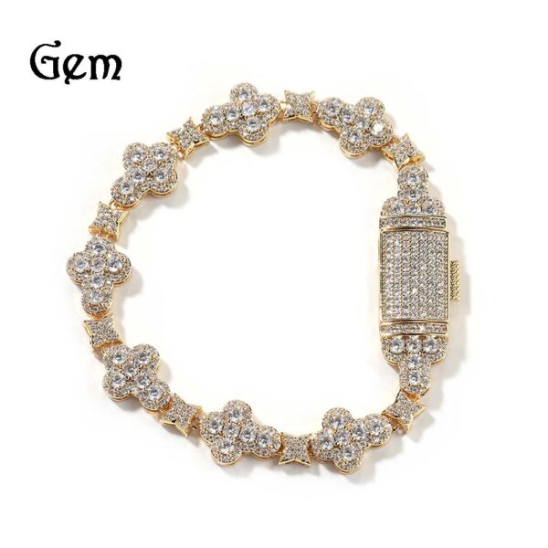 Wholesale Copper-set zircon cross flower bracelet with micro-painted zircon, elegant and sparkling jewelry.