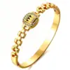Wholesale Heart Shape Waterproof Non Tarnish Gold Bangle For Women In Simple Style With Artificial Rhinestones, 304 Stainless Steel