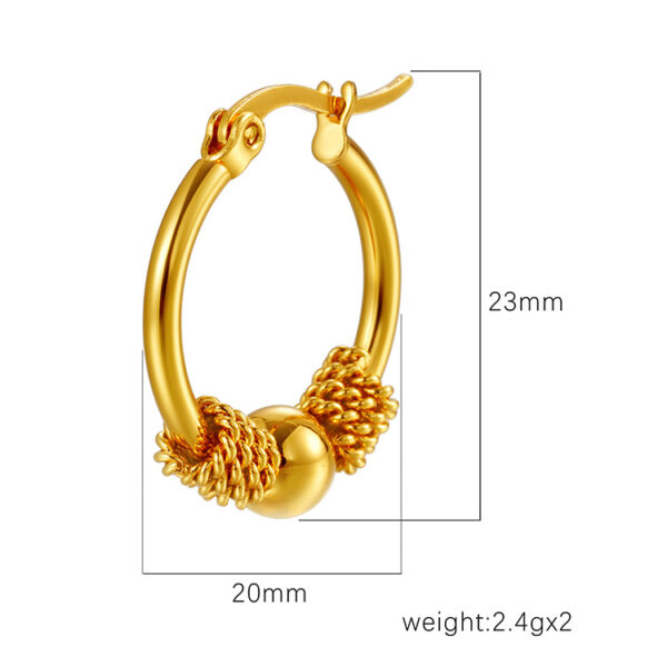 Wholesale fashion round spring clip bead earrings niche simple design women's fashion 18K stainless steel earrings
