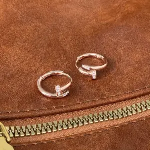 Micro Inlaid Zircon Rose Gold Ear Ring a-21