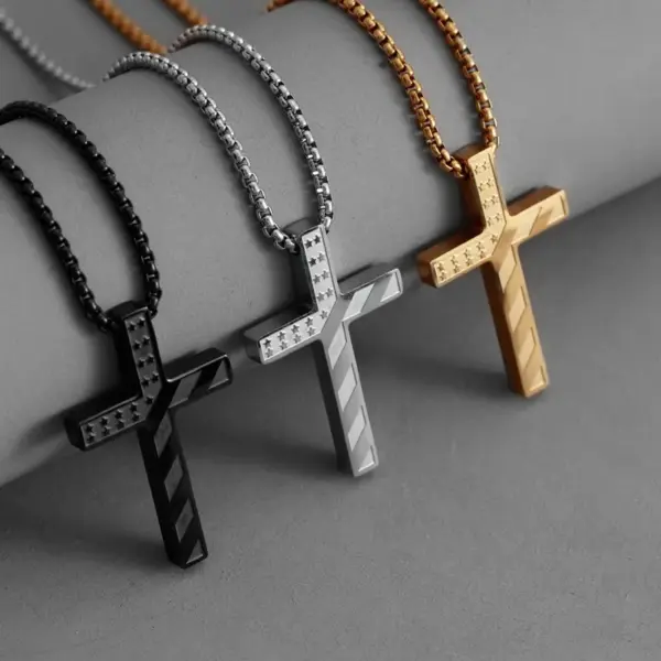 Wholesale Hip-Hop Style Cross Necklace For Men And Women, Made Of Durable Titanium Steel In Silver