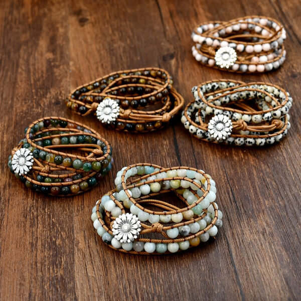 Wholesale Natural Stone Hand-woven Bracelet Women's Bohemian Style Multi-layer Winding Hand Rope Tiger Eye Stone Bracelet