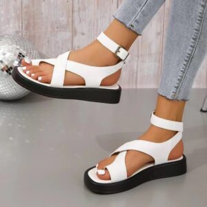 Wholesale Sandals for Women 2024 Summer New Style European and American Large Size Thick-Soled Thong Toe Round Toe Beach Shoes Anklet Buckle Strap Large Size Women's Sandals