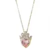 Wholesale Heart Shape Jewelry Set For Women With Inlay Artificial Rhinestones, 18K Real Gold Plated Copper, Water Plating, Featuring Cable Chain