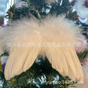 18x14cm white christmas wings pendant