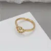 Wholesale Round Open Ring For Women In Copper With 14K Real Gold Electroplated Finish Featuring Zircon Inlay