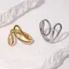 Wholesale Trendy Stainless Steel Titanium Steel Open Ring For Women Simple Geometric Lines Fashionable Versatile Minimalist Style Ring
