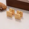 Wholesale Hypoallergenic Letter Stud Earrings For Women In Copper With KC Golden UV Plating And Zircon Inlay