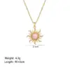 Wholesale Sun Pattern Inlay Pendant Necklace For Women With 18K Gold Plated Copper And Artificial Rhinestones, Lip Chain