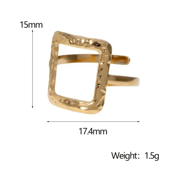 Wholesale PVD Coated Real Gold Plated 18K Gold Square 304 Stainless Steel Modern Style Simple Style Waterproof Non Tarnish Open Rings